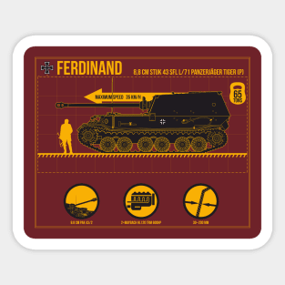 Infographic German tank destroyer Ferdinand Sticker